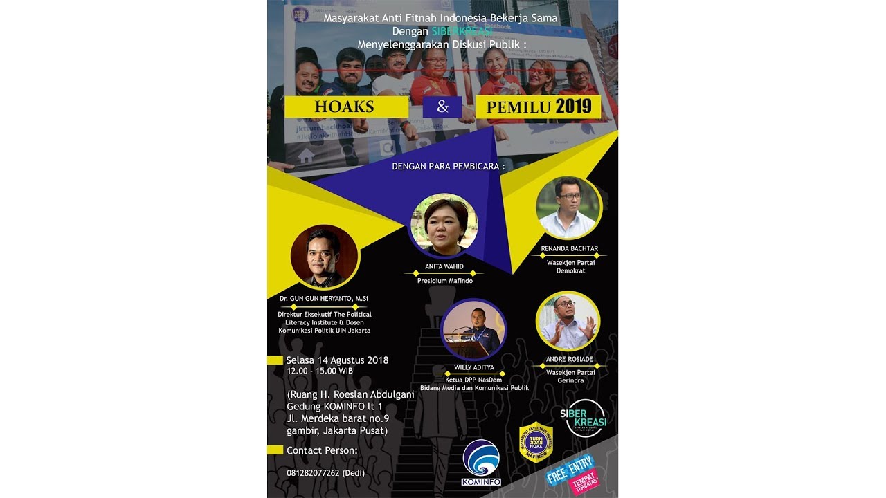 #LiveStreaming Diskusi Publik "HOAKS dan PEMILU 2019" Mafindo @TurnBackHoax @Siberkreasi