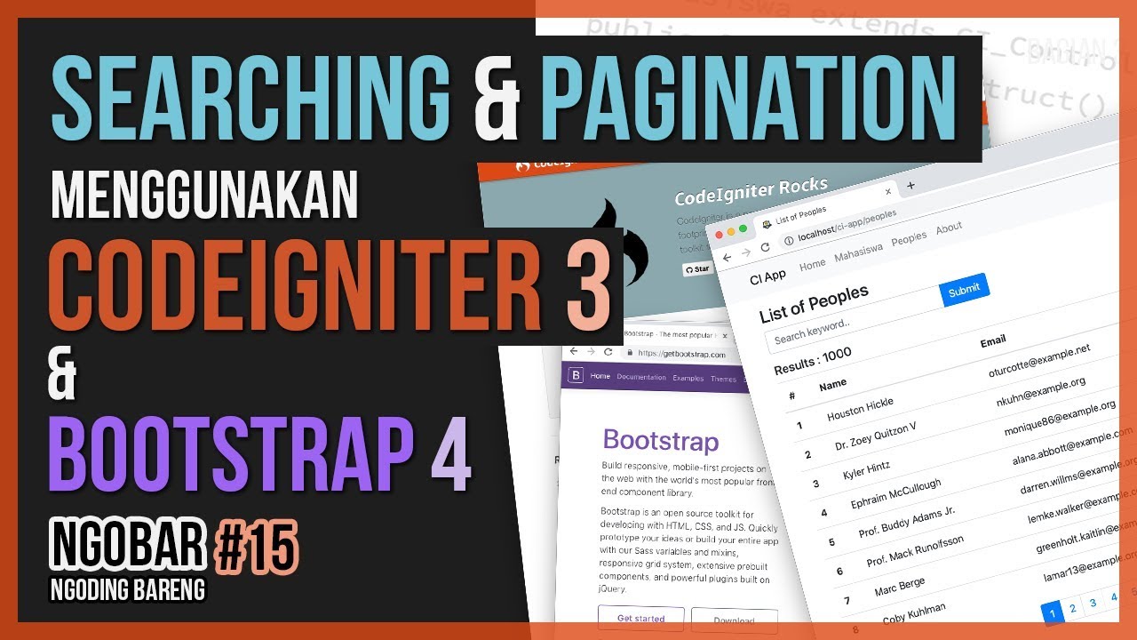 NGOBAR#15 : Membuat Fitur SEARCHING pada PAGINATION menggunakan CODEIGNITER 3 dan BOOTSTRAP 4