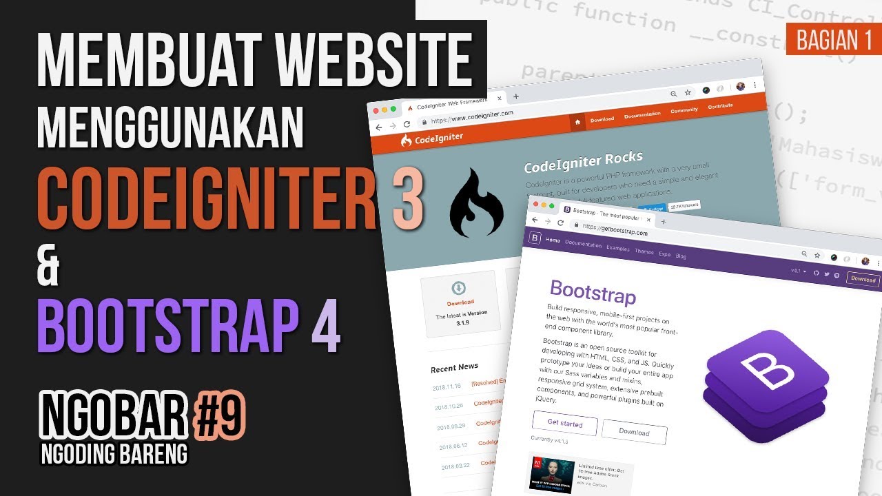 NGOBAR#9 : Membuat WEBSITE menggunakan CODEIGNITER 3 dan BOOTSTRAP 4 (bagian 1)