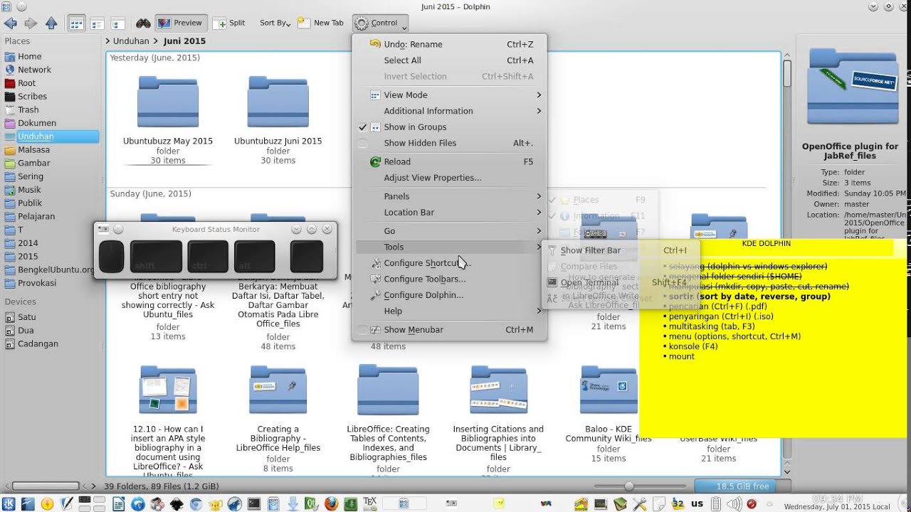 Serial Belajar Desktop Linux - KDE Dolphin File Manager