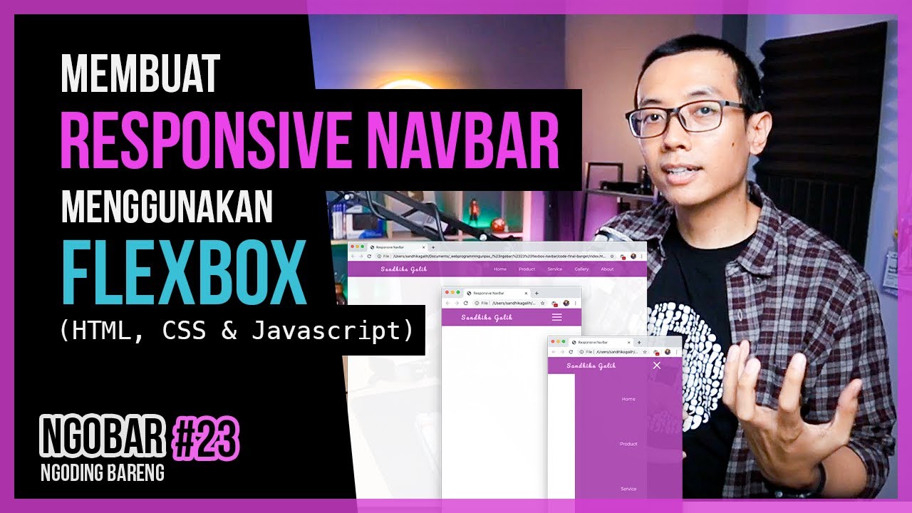 NGOBAR #23 - Membuat RESPONSIVE NAVBAR menggunakan FLEXBOX (HTML, CSS & Javascript)