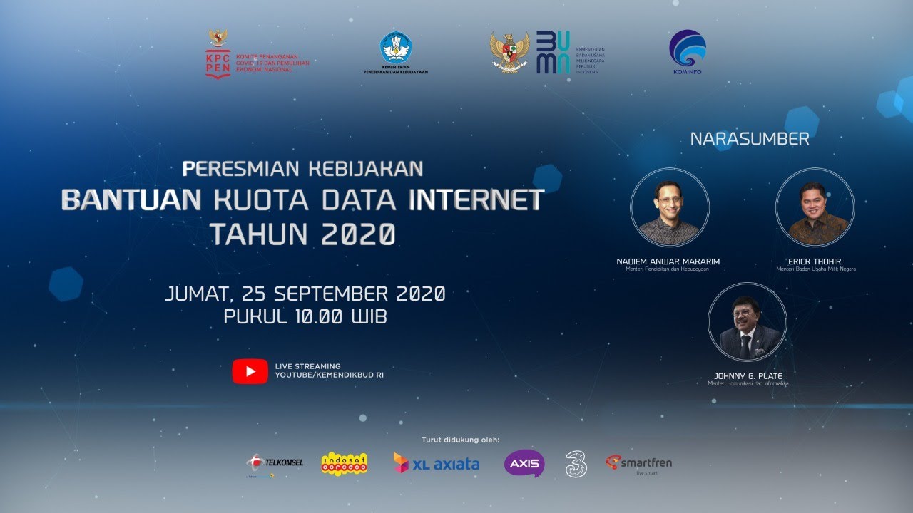 [LIVE] Peresmian Kebijakan Bantuan Kuota Data Internet Tahun 2020