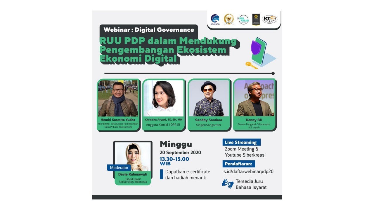 Seminar Daring : RUU PDP dalam Mendukung Pengembangan Ekosistem Ekonomi Digital