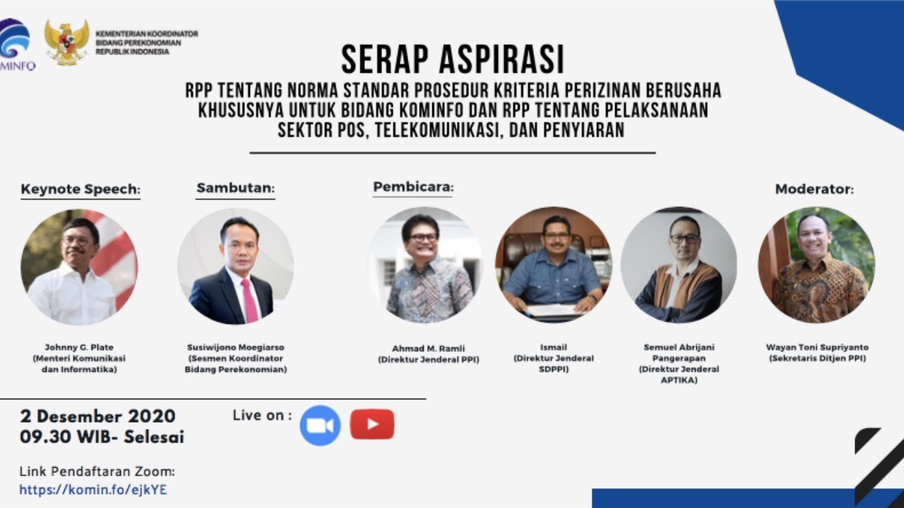 SERAP ASPIRASI - RPP TENTANG PERIZINAN BIDANG KOMINFO & PELAKSANAAN POS, TELEKOMUNIKASI & PENYIARAN