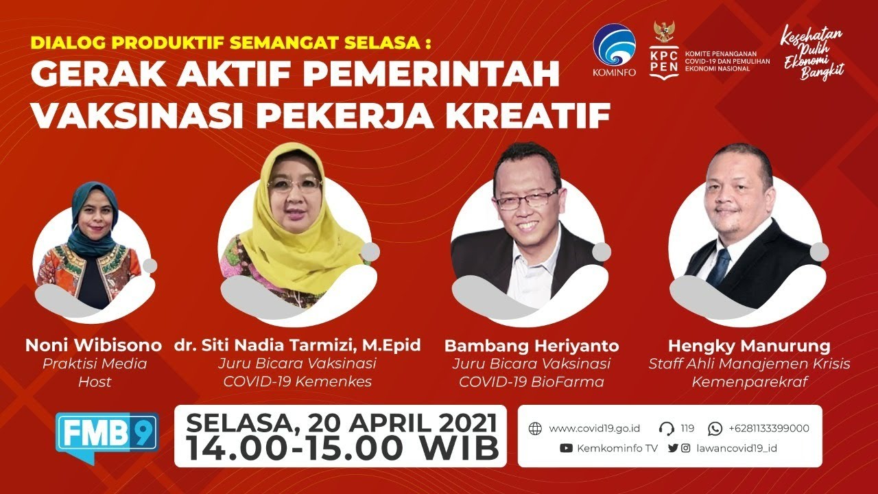 Dialog Produktif Semangat Selasa : Gerak Aktif Pemerintah Vaksinasi Pekerja Kreatif