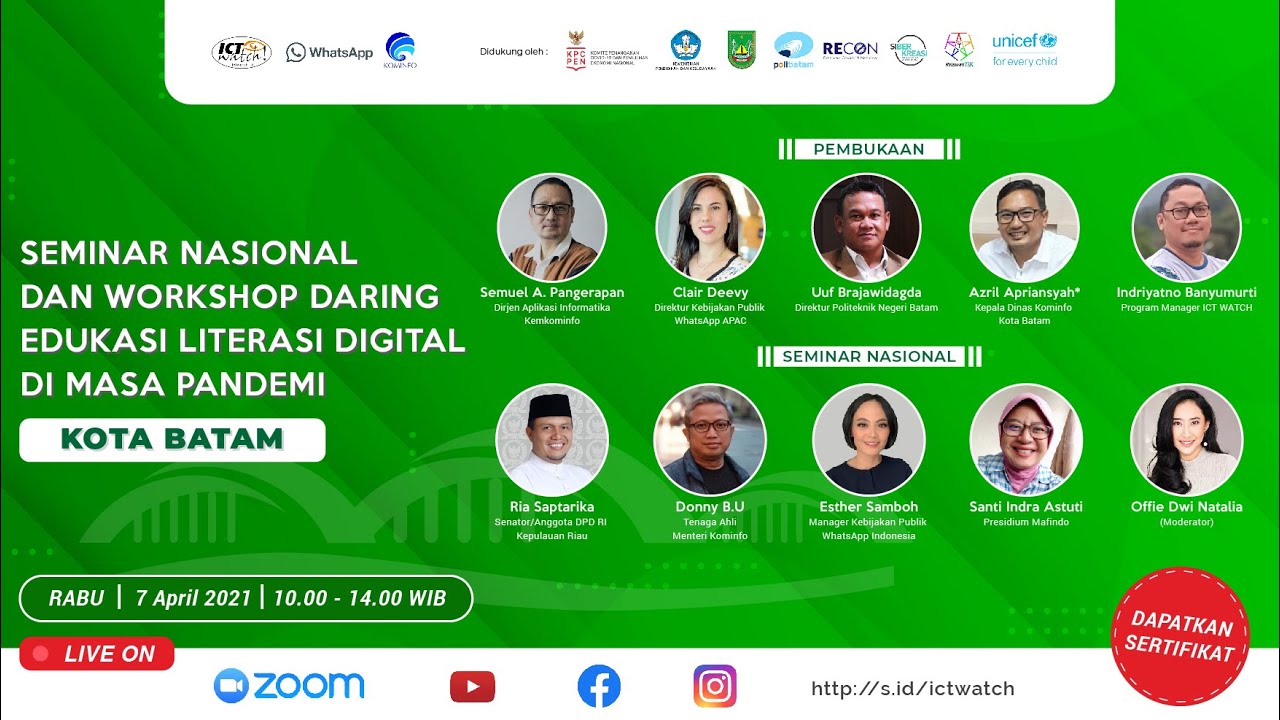 Seminar Nasional dan Workshop Daring Edukasi Literasi Digital di Masa Pandemi | Kota Batam