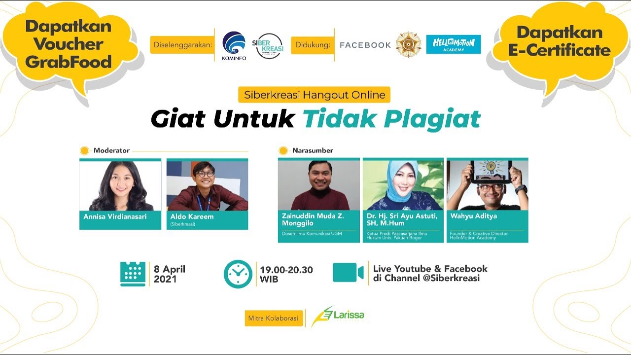 Siberkreasi Hangout Online Eps. 47: “Giat Untuk Tidak Plagiat”