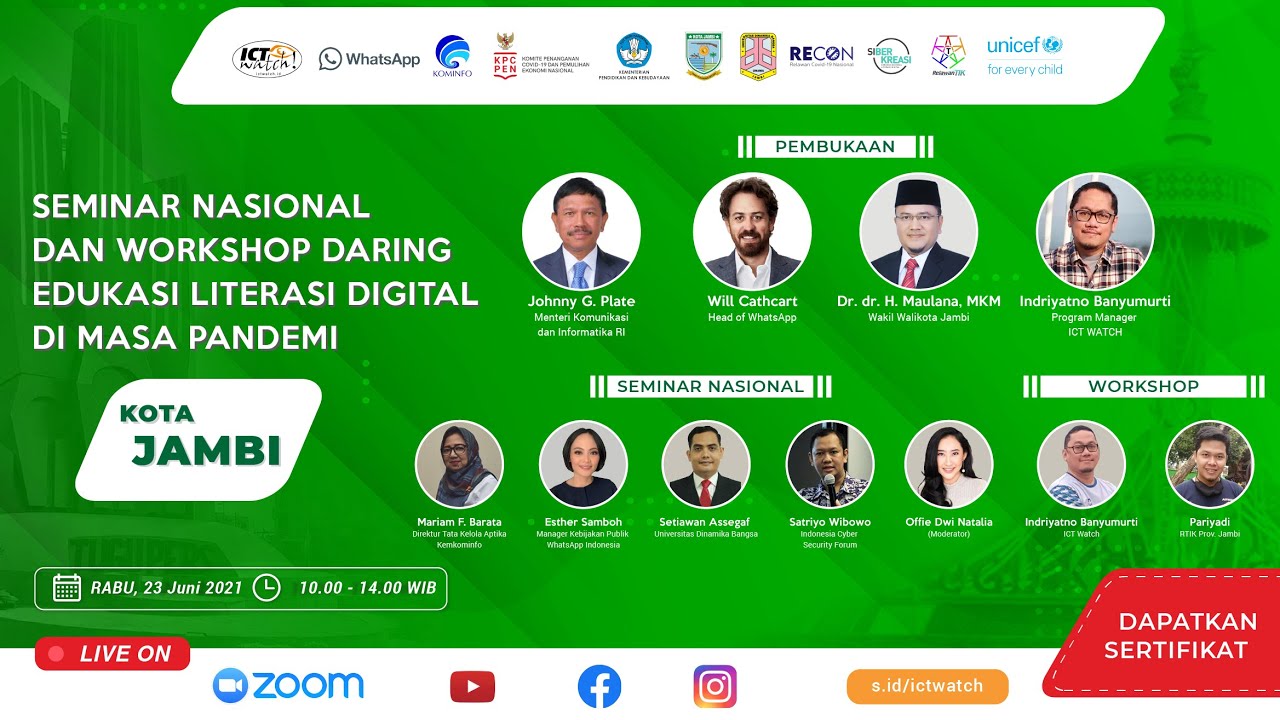 Seminar Nasional dan Workshop Daring Edukasi Lietasi Digital di Masa Pandemi | JAMBI