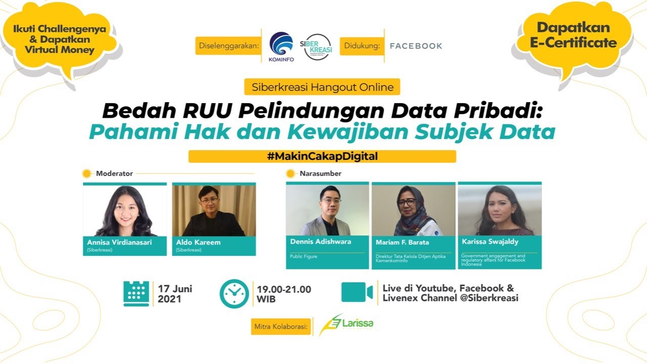 Siberkreasi Hangout Online Eps. 52: “Bedah RUU PDP: Pahami Hak dan Kewajiban Subjek Data”