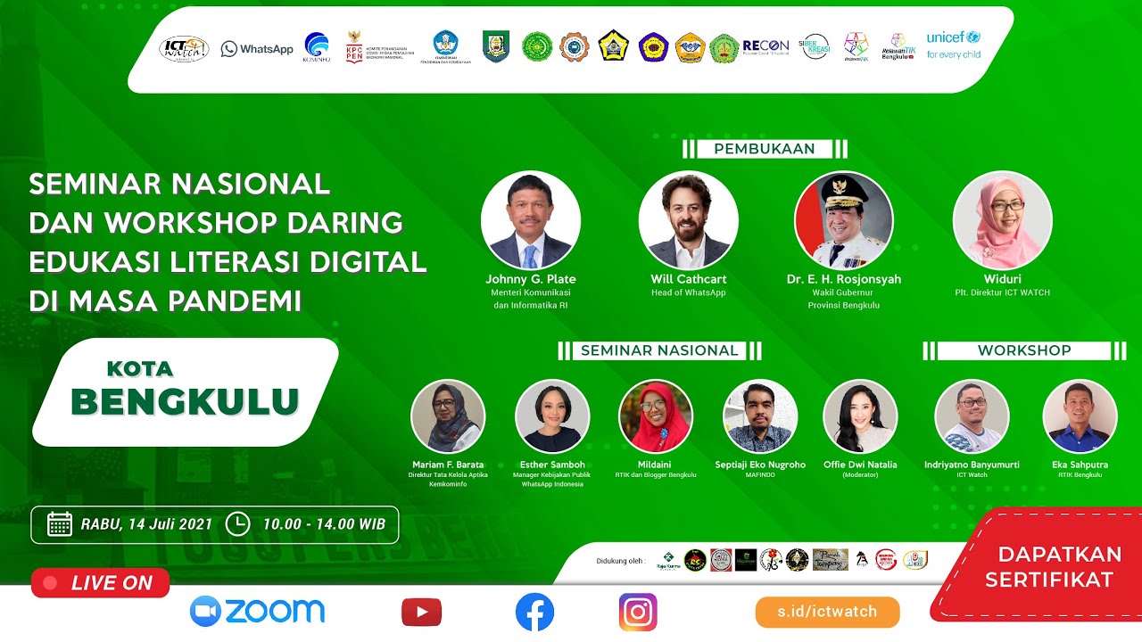 Seminar Nasional dan Workshop Daring Edukasi Lietasi Digital di Masa Pandemi | BENGKULU