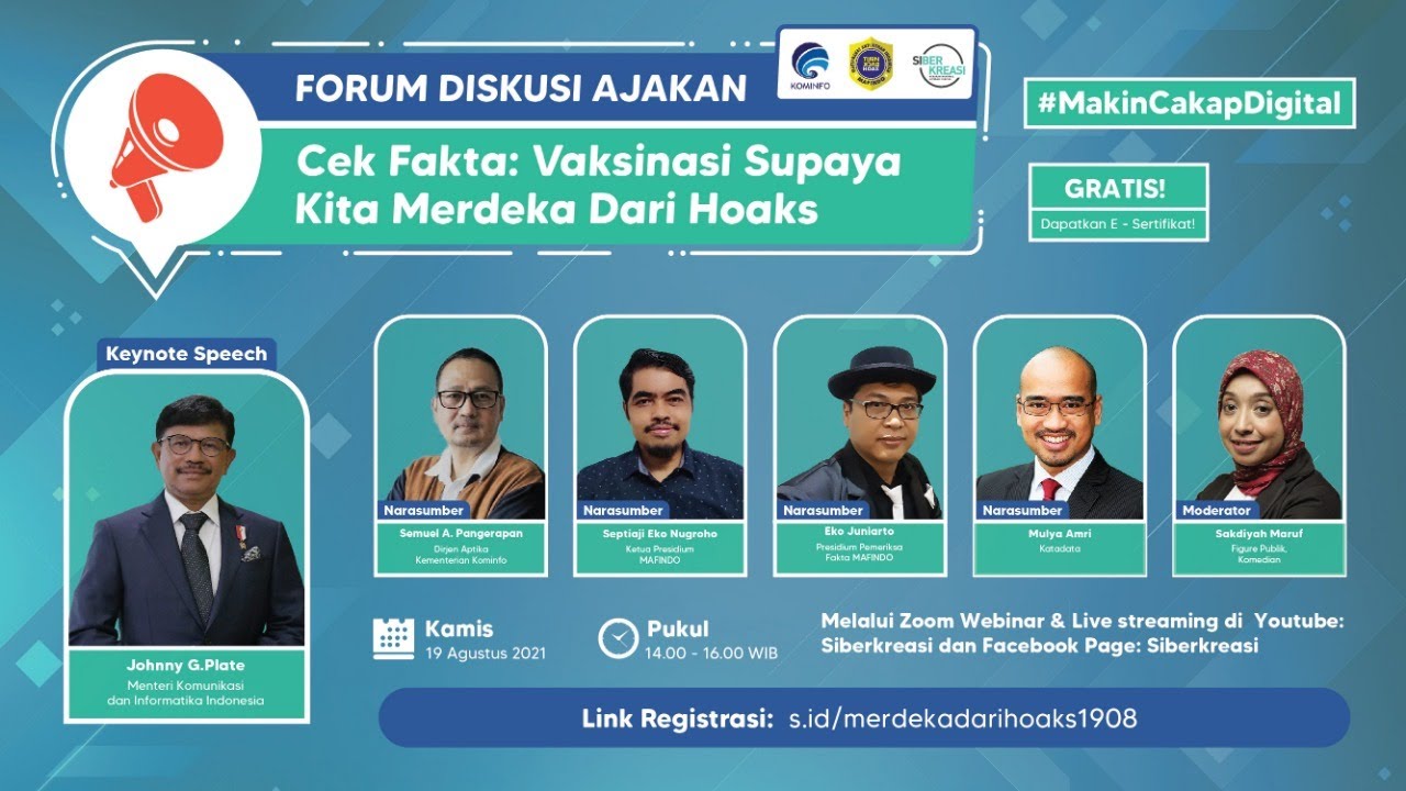 Forum Diskusi Ajakan Cek Fakta : Vaksinasi Supaya Kita Merdeka Dari Hoaks