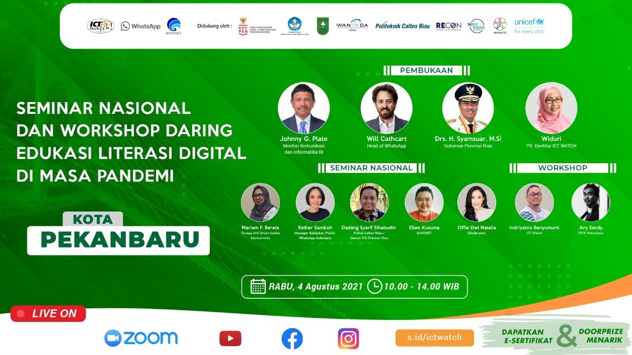 Seminar Nasional dan Workshop Daring Edukasi Literasi Digital di Masa Pandemi | PEKANBARU