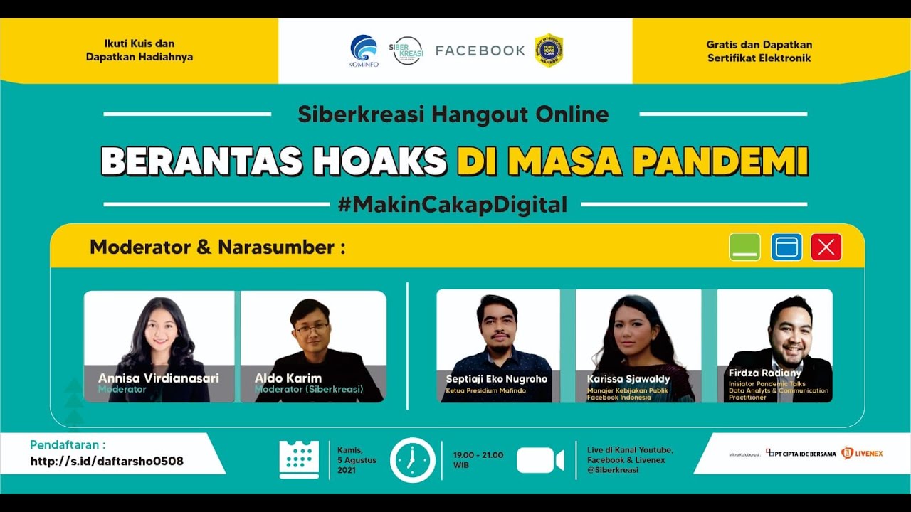 Siberkreasi Hangout Online Eps. 57: “Berantas Hoax di masa Pandemi ”