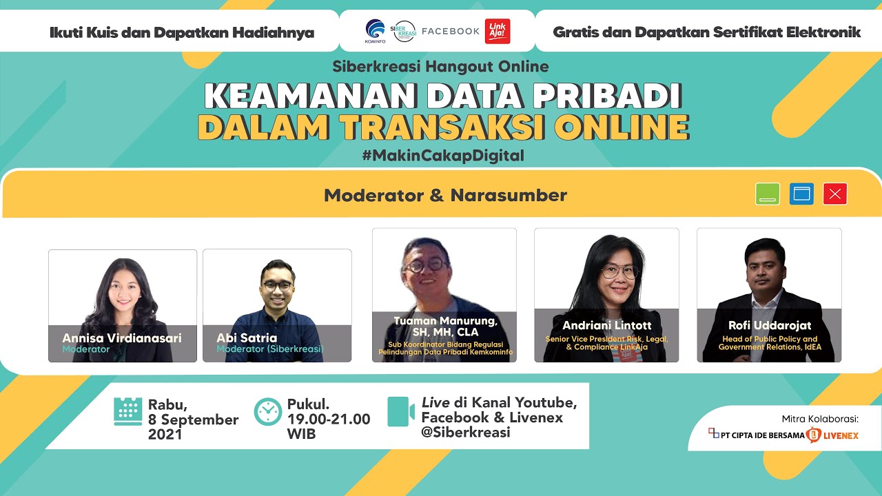 Siberkreasi Hangout Online Eps. 60: “Keamanan Data Pribadi Dalam Transaksi"