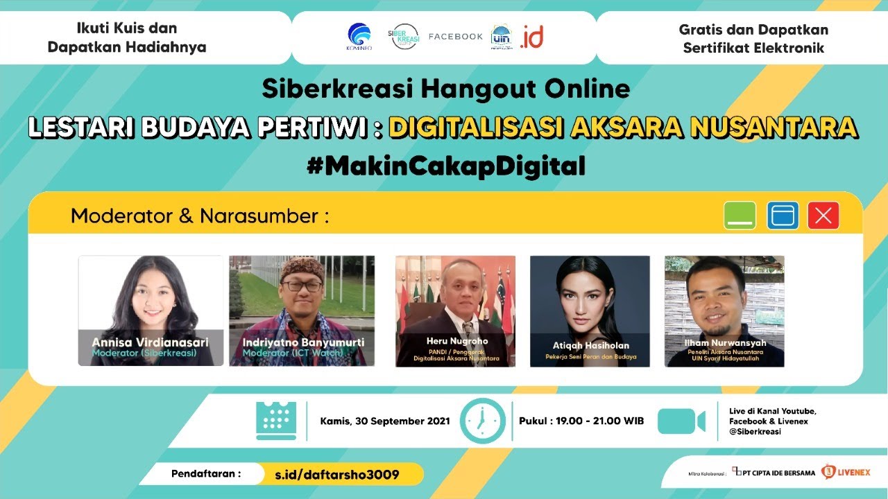 Siberkreasi Hangout Online Eps. 60: “Preservasi Aksara Indonesia secara Digital”