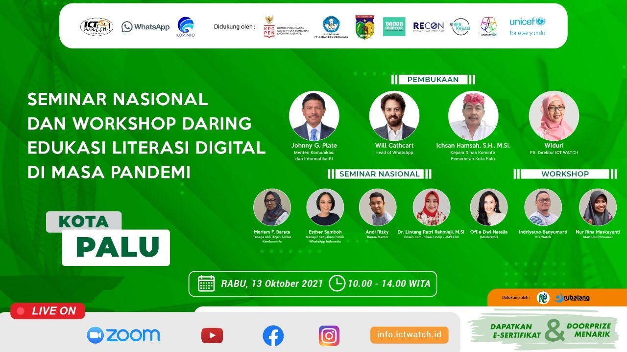 Seminar Nasional dan workshop Daring Edukasi Literasi Digital di Masa Pandemi | PALU