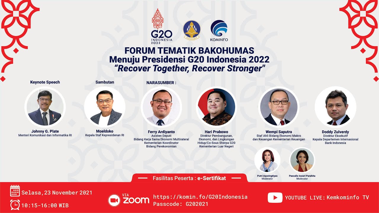 Forum Tematik BAKOHUMAS - Menuju Presidensi G20 Indonesia 2022