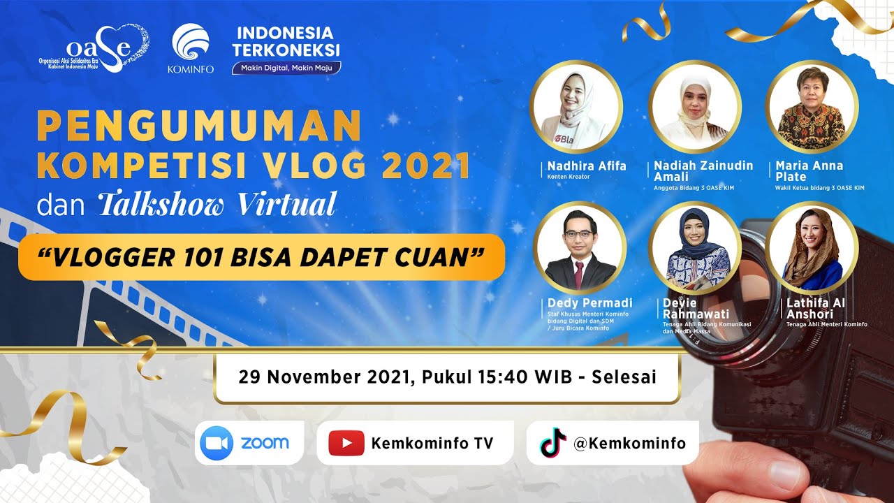 Pengumuman Kompetisi Lomba Vlog 2021 dan Talkshow Virtual "Vlogger 101 Bisa Dapet Cuan"