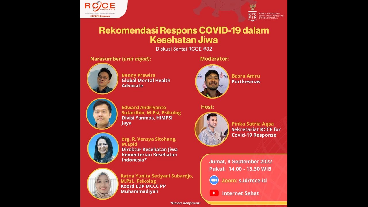 Diskusi RCCE #32 : Rekomendasi Respons COVID-19 dalam Kesehatan Jiwa