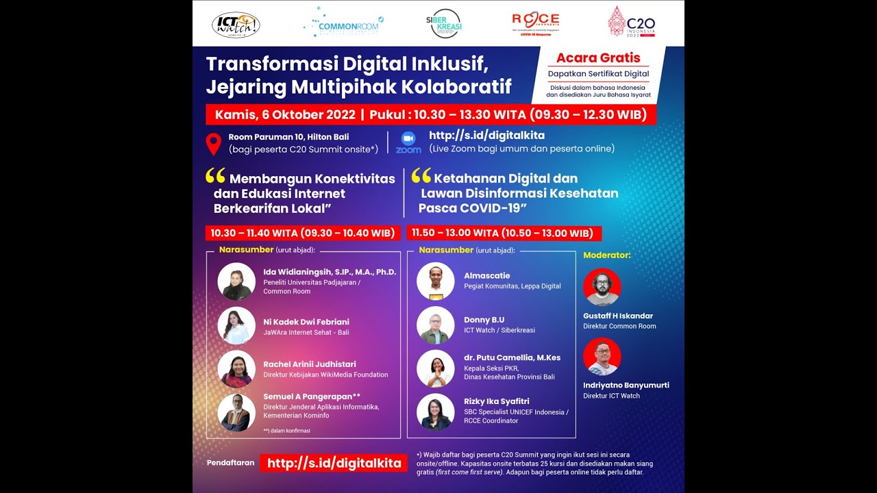 C20 SUMMIT 2022 | Transformasi Digital Inklusif, Jejaring Multipihak Kolaboratif