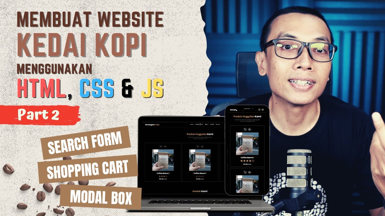 Membuat WEBSITE Kedai Kopi RESPONSIVE dengan HTML, CSS & Javascript | Part 2 | NGOBAR#37