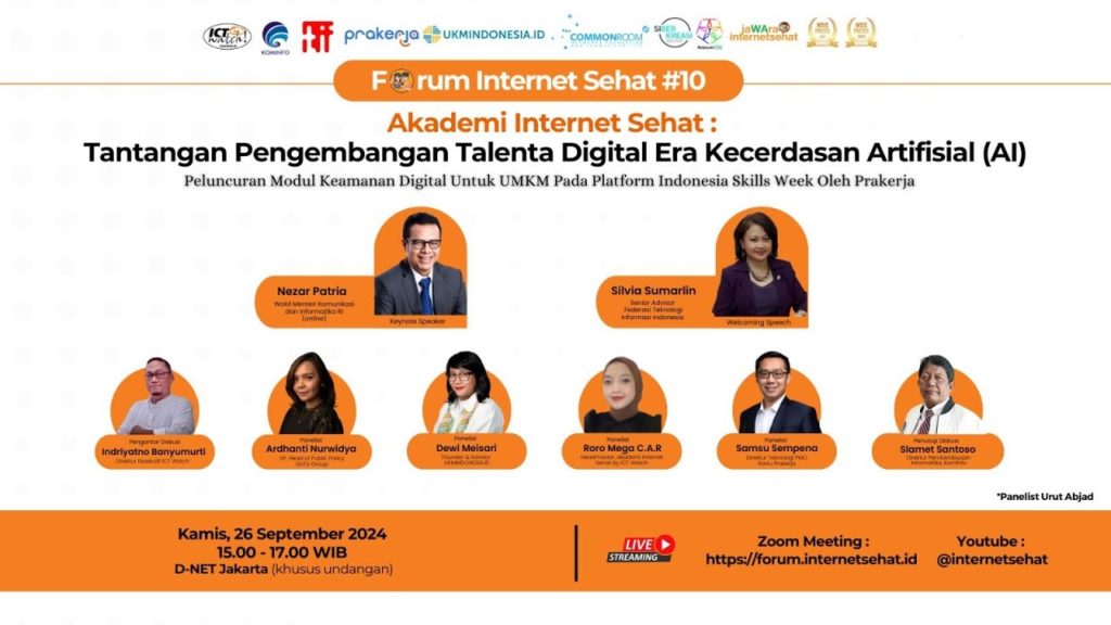 Forum Internet Sehat #10 “Tantangan Pengembangan Talenta Digital Era Kecerdasan Artifisial (AI)