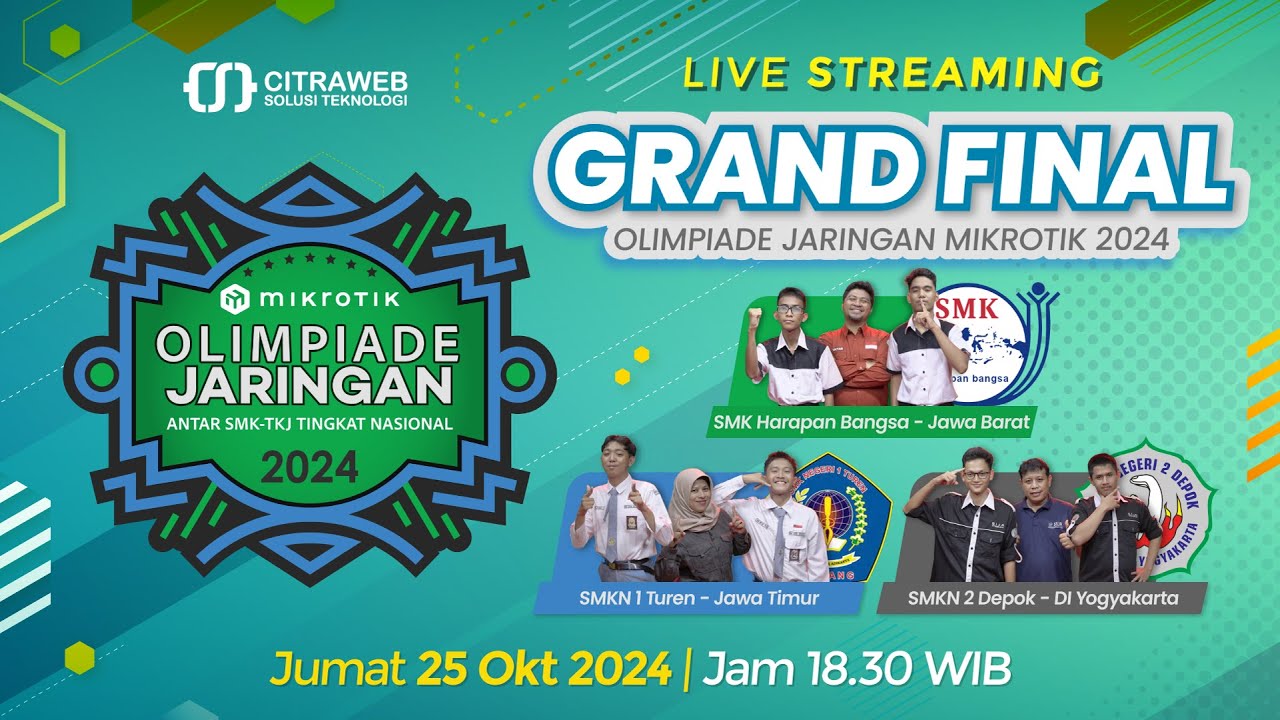 Grand Final Olimpiade Jaringan Mikrotik 2024 Antar SMK-TKJ Tingkat Nasional