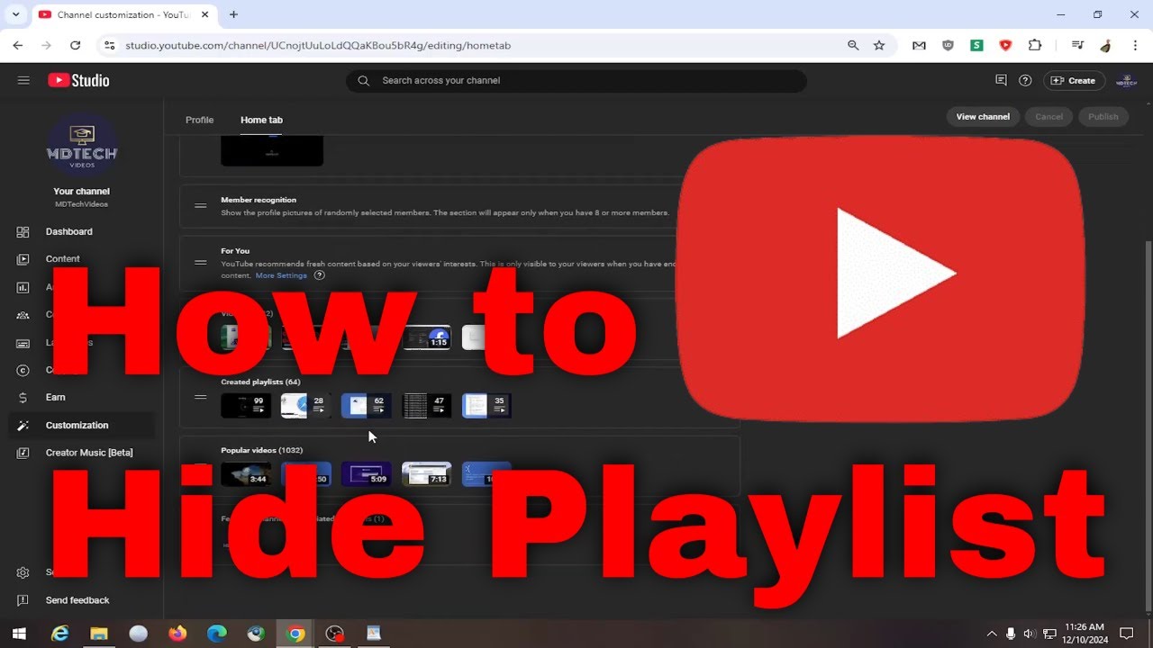 How to Hide Playlist to Your YouTube Channel Homepage [Guide]