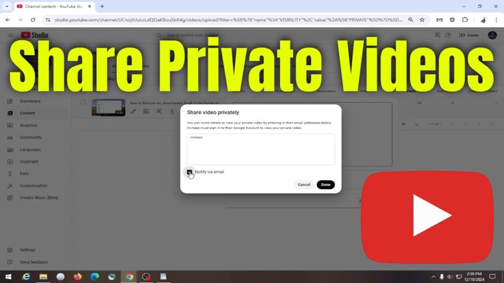 How To Share Private YouTube Videos - Full Guide